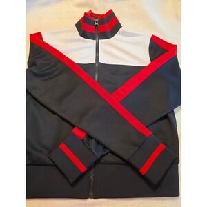 Wild Fable Mens Track Jacket Black Red White Colorblock Full Zip XS Sporty Retro